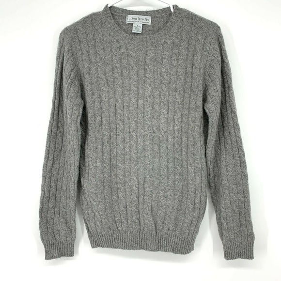 Sutton Cashmere Sweaters - Sutton Studio Cashmere Sweater Gray Cable Knit